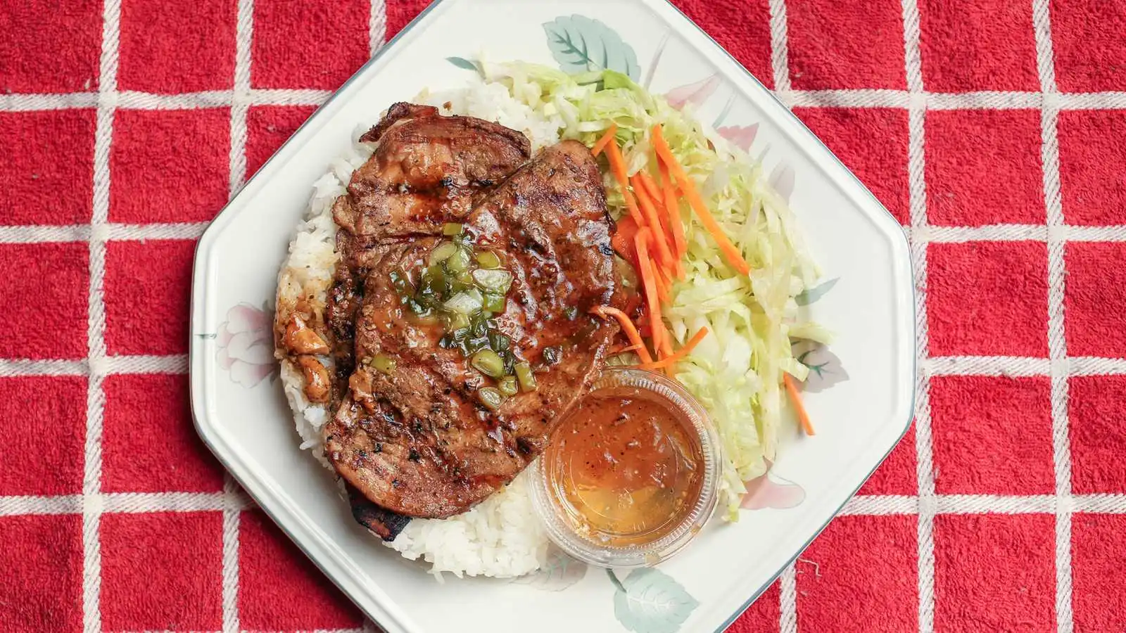 Grilled chicken and steamed rice at Vietnam Fortune Restaurant in Kensington, Calgary, AB